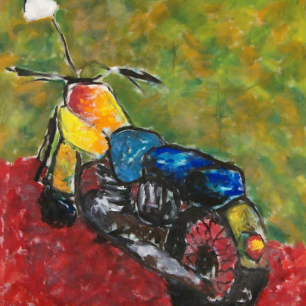 The Motorcycle, a painting by Dale Sprague, oil on canvas
