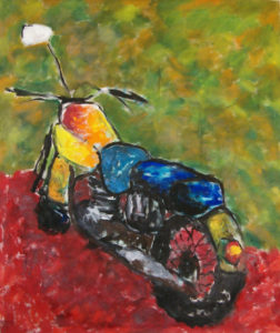 The Motorcycle, a painting by Dale Sprague, oil on canvas